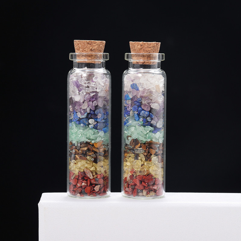 1 gab Vēlējumu pudele Dabiski dziedinoša septiņu čakru kristāla grants šķembu akmeņi Lucky Drifting pudele mājas dekorācijas dāvana