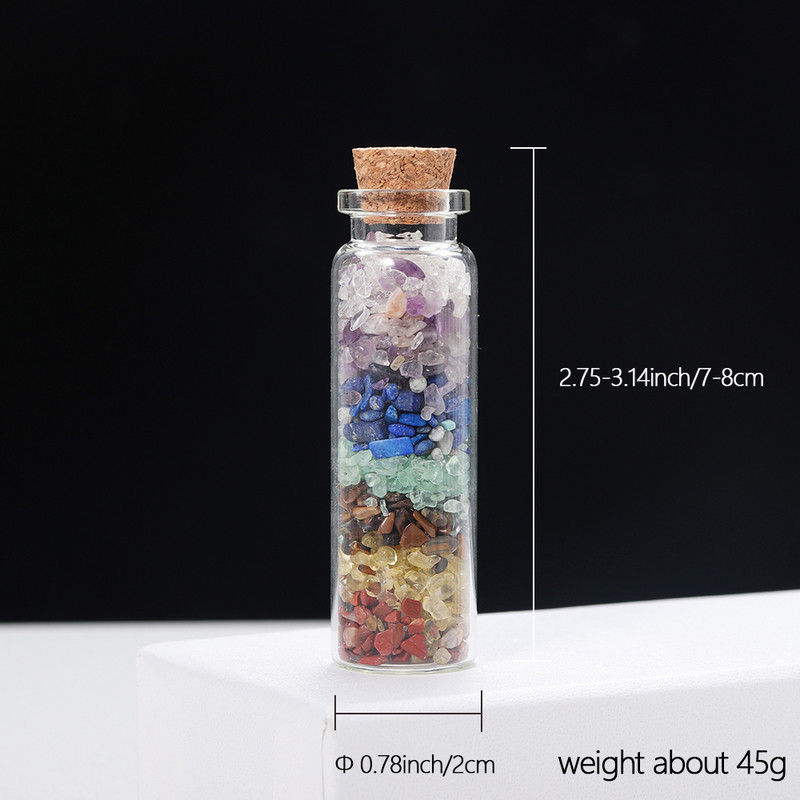 1 gab Vēlējumu pudele Dabiski dziedinoša septiņu čakru kristāla grants šķembu akmeņi Lucky Drifting pudele mājas dekorācijas dāvana