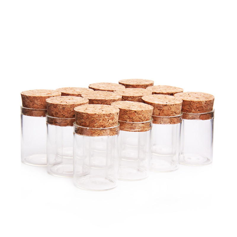 12 τμχ/σετ Άδεια διαφανή γυάλινα μπουκάλια Βάζα Φιαλίδιο με πώμα από φελλό για DIY Μήνυμα ευχής Δείγμα αρώματος 15mL