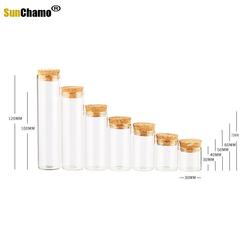 12 kom/set Prazne prozirne staklene boce Staklenke Bočica s plutenim čepom za DIY Wish Poruka Uzorak parfema Spremnik 50 ml