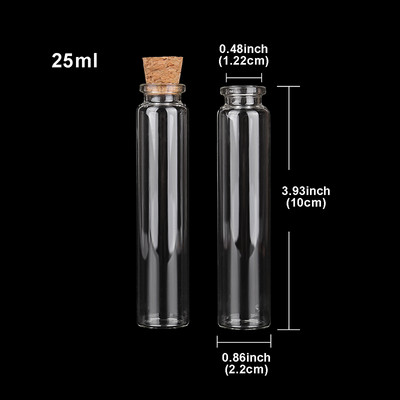 22x100mm maza izmēra stikla pudele ar korķi 25ml stikla ziņojumu uzglabāšanas pudele Mason burkas DIY roku darbs mākslas aksesuāri 5gab