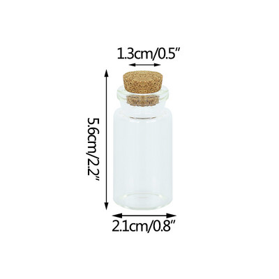 5gab 3,5/5,5/6,5/8,5 cm mini stikla pudeles Mazas caurspīdīgas dreifējošas pudeles ar korķa aizbāzni Vēlējumu burciņas Kāzu dzimšanas dienas dekors