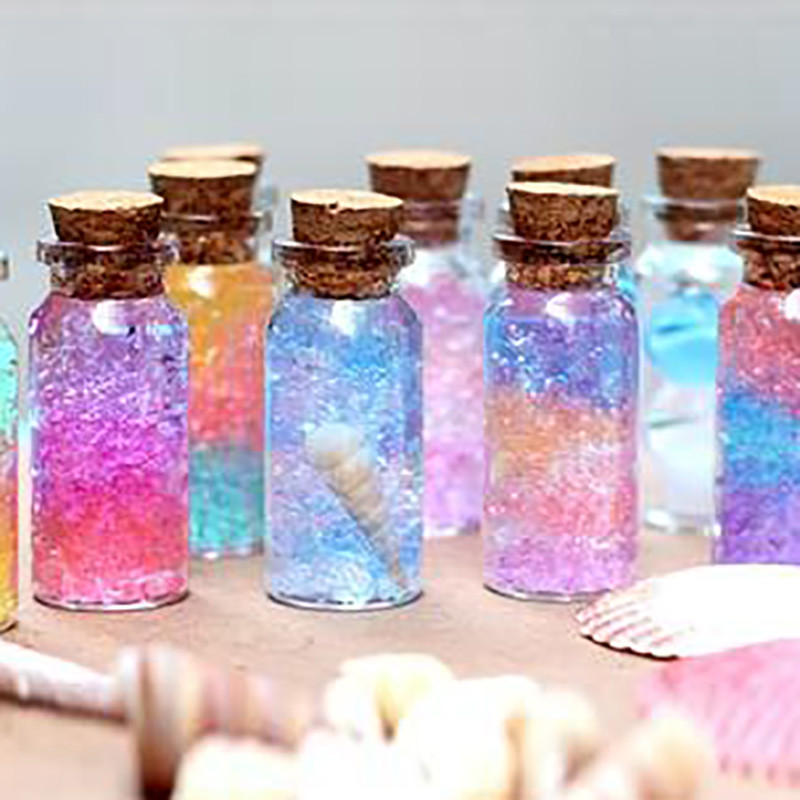 5gab 3,5/5,5/6,5/8,5 cm mini stikla pudeles Mazas caurspīdīgas dreifējošas pudeles ar korķa aizbāzni Vēlējumu burciņas Kāzu dzimšanas dienas dekors