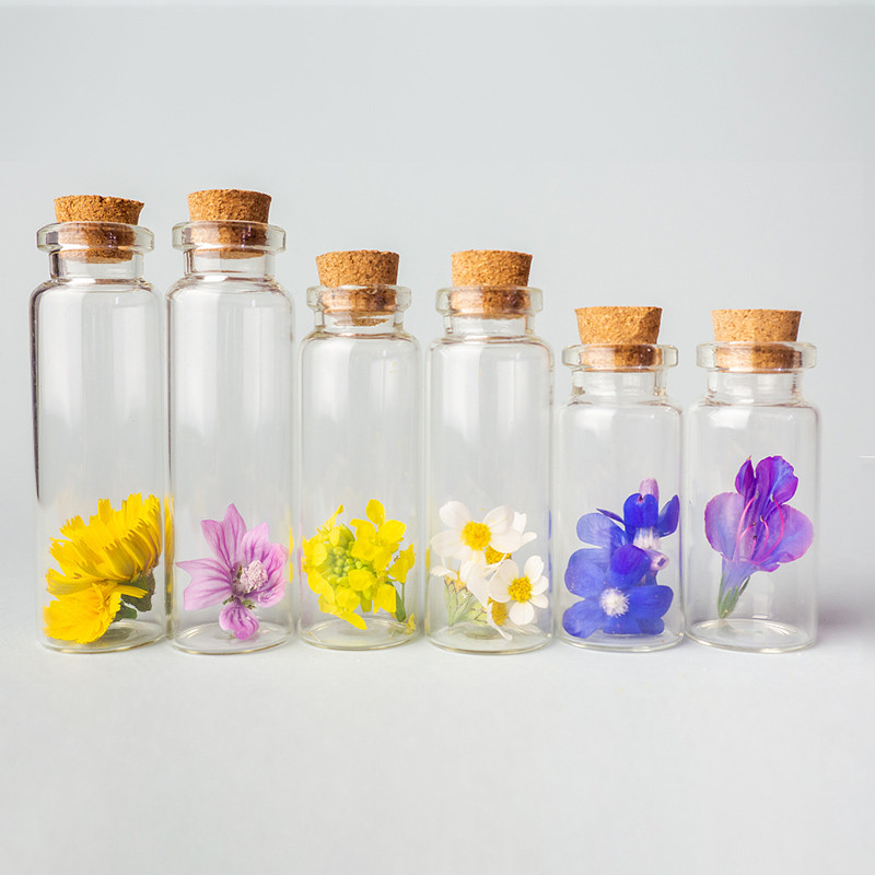 5gab 3,5/5,5/6,5/8,5 cm mini stikla pudeles Mazas caurspīdīgas dreifējošas pudeles ar korķa aizbāzni Vēlējumu burciņas Kāzu dzimšanas dienas dekors