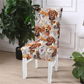 Cute Animal Print Κάλυμμα Καρέκλας Stretch Ελαστικό Ελαστικό Καλύμματα Καρέκλας Τραπεζαρίας Slip Covers Dogs Cats printed Seat covers Home Party Διακόσμηση