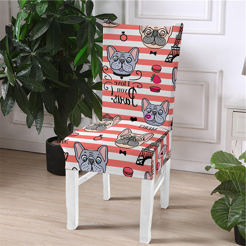 Cute Animal Print Κάλυμμα Καρέκλας Stretch Ελαστικό Ελαστικό Καλύμματα Καρέκλας Τραπεζαρίας Slip Covers Dogs Cats printed Seat covers Home Party Διακόσμηση