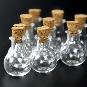 10τμχ Mini Glass Bottles Clear Drifting Bottles Small Wishing Bottles with Cork Stoppers for Wedding Party Decor Mini Container