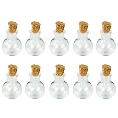 10 vnt Mini stikliniai buteliai Skaidrūs dreifuojantys buteliai Maži palinkėjimų buteliukai su kamštiniais kamščiais, skirti vestuvių vakarėlio dekoravimui mini konteineris