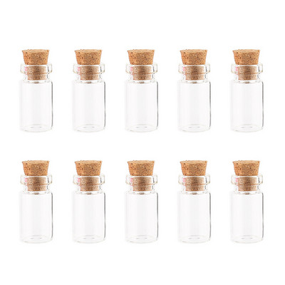 10 gab. 1,5 ml rotājumi, dekoratīvi stikla pudeles, mazas mini burciņas, kāzu dzidras ar korķa vēstules flakoni Konteiners DIY Art Craft