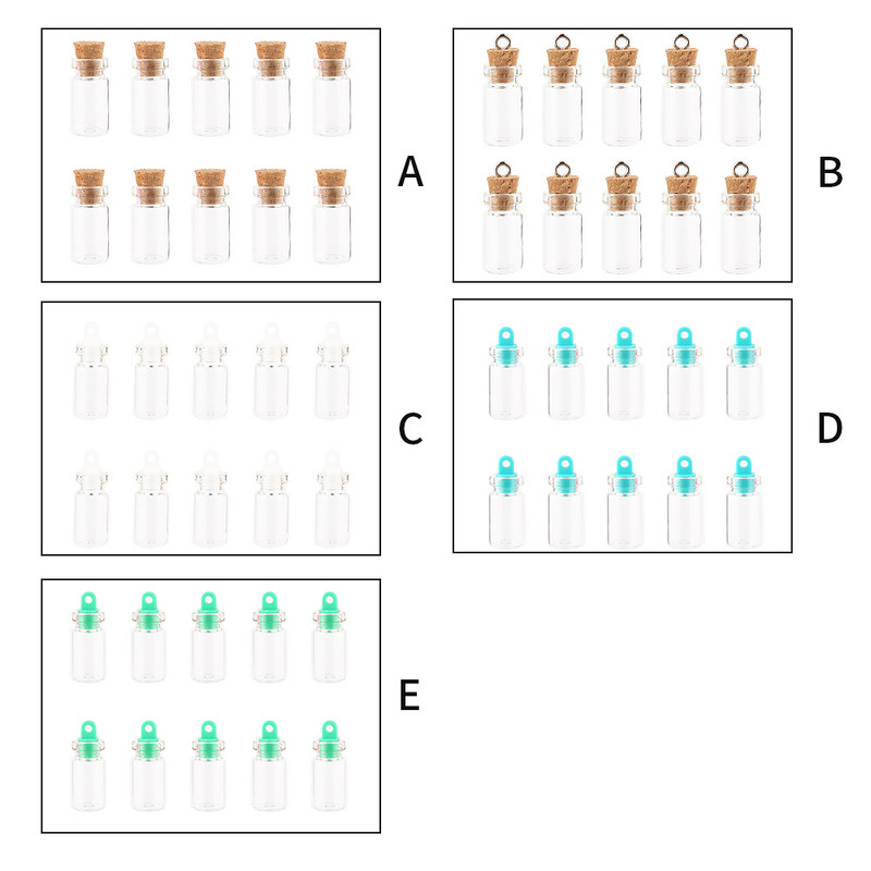 10 gab. 1,5 ml rotājumi, dekoratīvi stikla pudeles, mazas mini burciņas, kāzu dzidras ar korķa vēstules flakoni Konteiners DIY Art Craft
