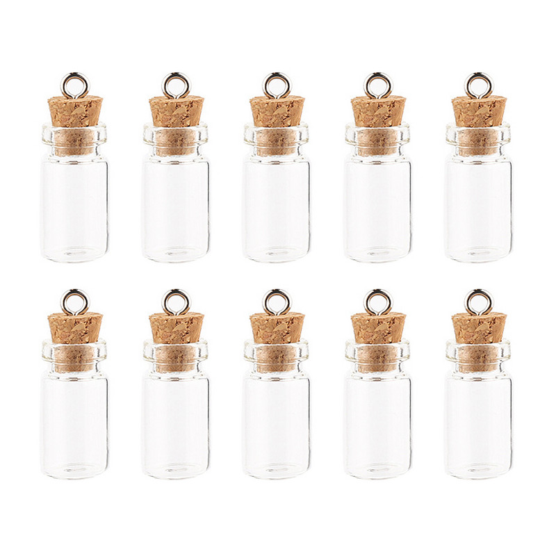 10 gab. 1,5 ml rotājumi, dekoratīvi stikla pudeles, mazas mini burciņas, kāzu dzidras ar korķa vēstules flakoni Konteiners DIY Art Craft