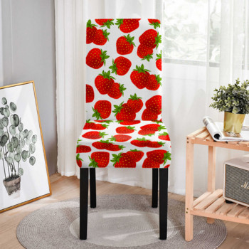 Нов еластичен калъф за трапезарен стол с принт на плодове и спандекс Калъф за стол, разтегателен кухненски табуретки Калъфи за седалки Декорация за домашно парти