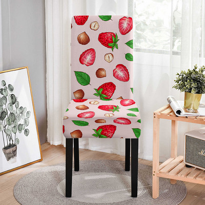 Naujas elastingas valgomojo kėdės užvalkalas Fruit Print Spandex kėdės užvalkalas Strech virtuvės kėdės Sėdynių užvalkalai Namų vakarėlio dekoravimas