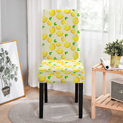 Naujas elastingas valgomojo kėdės užvalkalas Fruit Print Spandex kėdės užvalkalas Strech virtuvės kėdės Sėdynių užvalkalai Namų vakarėlio dekoravimas