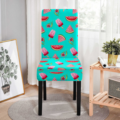 Naujas elastingas valgomojo kėdės užvalkalas Fruit Print Spandex kėdės užvalkalas Strech virtuvės kėdės Sėdynių užvalkalai Namų vakarėlio dekoravimas