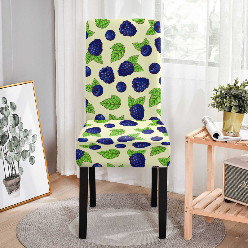 Naujas elastingas valgomojo kėdės užvalkalas Fruit Print Spandex kėdės užvalkalas Strech virtuvės kėdės Sėdynių užvalkalai Namų vakarėlio dekoravimas