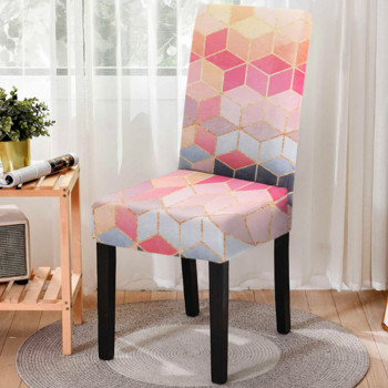 Еластичен геометричен принт Калъф за трапезарен стол Strech 3D отпечатан калъф за стол Калъф за седалка за кухненска табуретка Декорация на дома в хотела
