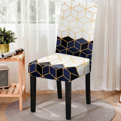 Elastne geomeetrilise trükiga söögitooli kate Strech 3D prinditud tooli libisemiskate köögitooli istmekate Kodu hotelli kaunistamine