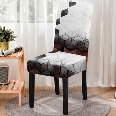 Elastne geomeetrilise trükiga söögitooli kate Strech 3D prinditud tooli libisemiskate köögitooli istmekate Kodu hotelli kaunistamine