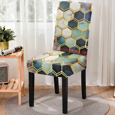 Elastne geomeetrilise trükiga söögitooli kate Strech 3D prinditud tooli libisemiskate köögitooli istmekate Kodu hotelli kaunistamine