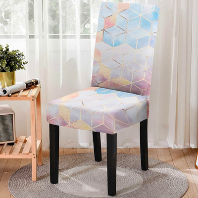 Elastne geomeetrilise trükiga söögitooli kate Strech 3D prinditud tooli libisemiskate köögitooli istmekate Kodu hotelli kaunistamine