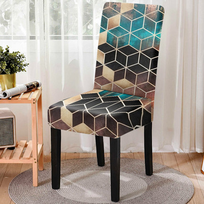 Elastne geomeetrilise trükiga söögitooli kate Strech 3D prinditud tooli libisemiskate köögitooli istmekate Kodu hotelli kaunistamine