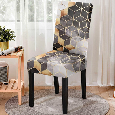 Elastne geomeetrilise trükiga söögitooli kate Strech 3D prinditud tooli libisemiskate köögitooli istmekate Kodu hotelli kaunistamine