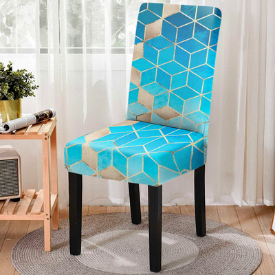 Elastne geomeetrilise trükiga söögitooli kate Strech 3D prinditud tooli libisemiskate köögitooli istmekate Kodu hotelli kaunistamine