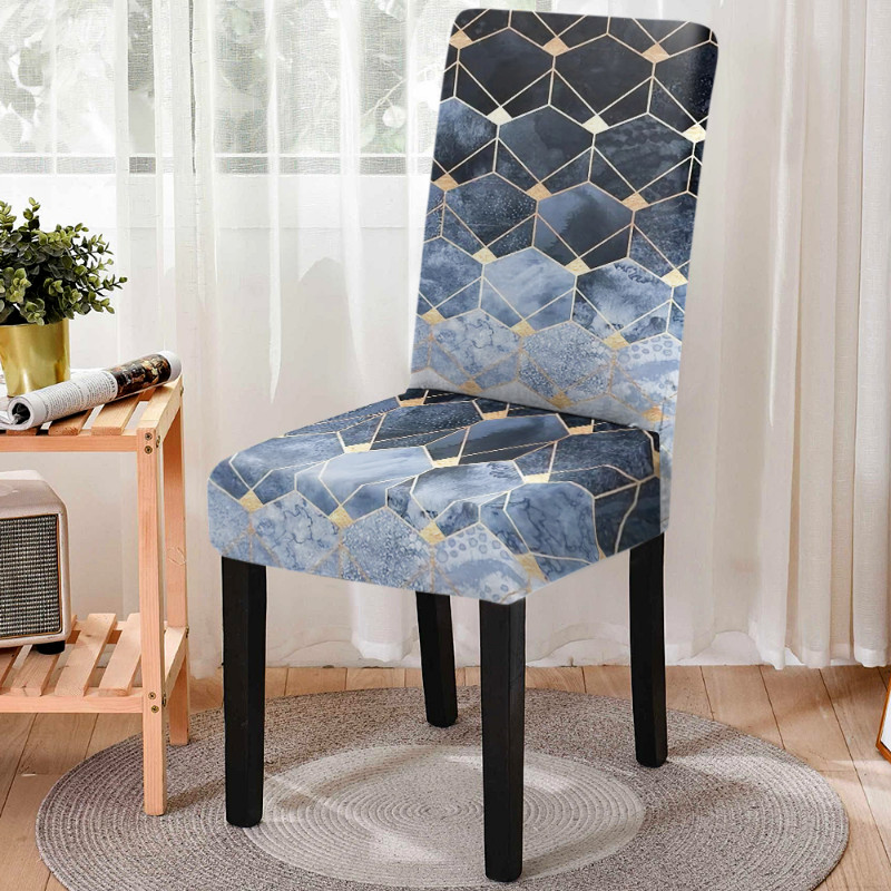 Elastīgs ģeometriski apdrukāts ēdamistabas krēsla pārvalks Strech 3D drukāts krēsla pārvalks Sēdekļa pārvalks virtuves krēslam mājas viesnīcas dekorēšanai