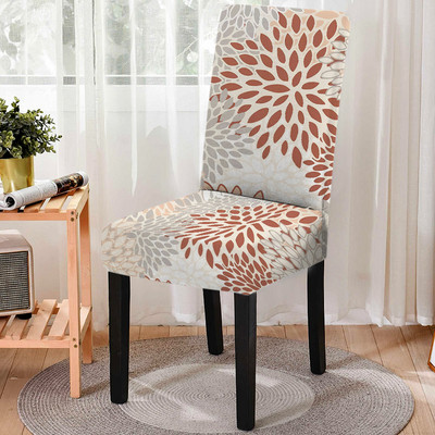 Elastīgs ģeometrisks ziedu apdrukas ēdamistabas krēsla pārvalks Strech daudzkrāsains krēsla pārvalks sēdekļa pārvalks virtuves krēsla mājas dekorēšanai