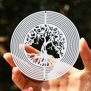 Дървото на живота Wind Spinner Catcher 3D въртяща се висулка с течащ светлинен ефект Огледално отражение Дизайн Градина Външен висящ декор