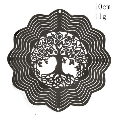 Gyvybės medžio vėjo suktuko gaudyklė 3D besisukantis pakabukas, tekantis šviesos efektas veidrodžio atspindžio dizaino sodo lauko kabantis dekoras