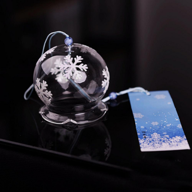 Japāņu stila stikla vēja zvani piekaramie vēja zvani mājas dekorēšanai. Sakuras ķiršu ziedu raksts, piekarināmi zvani