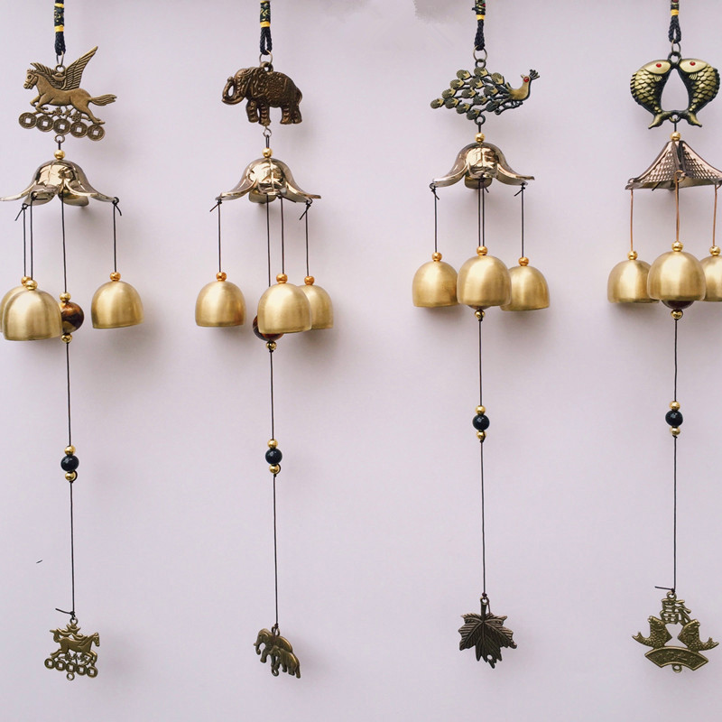 1 бр. Антични вятърни камбанки Меден двор Градина Декорация за живеене на открито Метални вятърни камбанки Китайски ориенталски метални печалби