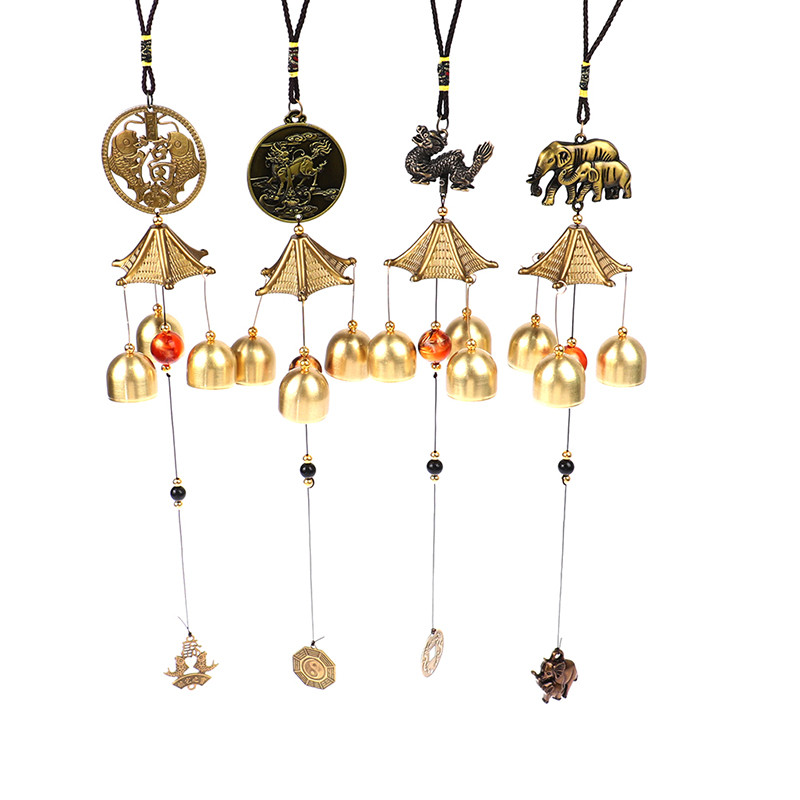 1 бр. Антични вятърни камбанки Меден двор Градина Декорация за живеене на открито Метални вятърни камбанки Китайски ориенталски метални печалби