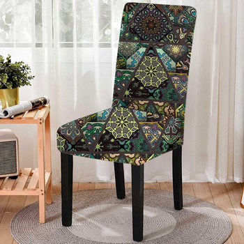 3D Mandala разтегателен калъф за стол за трапезария Калъфи за столове от спандекс Висока облегалка за всекидневна Декорация на сватбен банкет