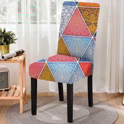 3D Mandala Stretch székhuzat étkezőhöz Spandex székhuzat magas háttámla nappali parti esküvői bankett dekorációhoz