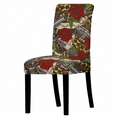 Amerikāņu stila galvaskausa apdruka Elastīgs krēsla pārvalks Ēdamistabas krēslu pārvalks Mazgājams biroja krēslu pārvalks Sēdekļa pārvalks Viesnīcas mājas dekorēšana
