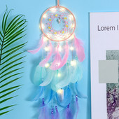 2022 Wall Dream Catcher Led Handmade Feather Braided Wind Chimes Art για διακόσμηση δωματίου Κρεμαστό Χριστουγεννιάτικη διακόσμηση σπιτιού