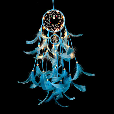 2022 Wall Dream Catcher Led Handmade Feather Braided Wind Chimes Art για διακόσμηση δωματίου Κρεμαστό Χριστουγεννιάτικη διακόσμηση σπιτιού