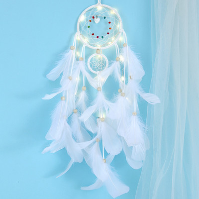 2022 Wall Dream Catcher Led Handmade Feather Braided Wind Chimes Art για διακόσμηση δωματίου Κρεμαστό Χριστουγεννιάτικη διακόσμηση σπιτιού