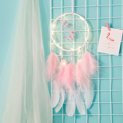 2022 Wall Dream Catcher Led Handmade Feather Braided Wind Chimes Art για διακόσμηση δωματίου Κρεμαστό Χριστουγεννιάτικη διακόσμηση σπιτιού