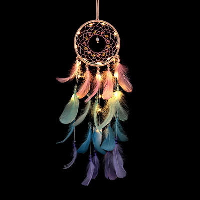 2022 Wall Dream Catcher Led Handmade Feather Braided Wind Chimes Art για διακόσμηση δωματίου Κρεμαστό Χριστουγεννιάτικη διακόσμηση σπιτιού