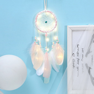 2022 Wall Dream Catcher Led Handmade Feather Braided Wind Chimes Art για διακόσμηση δωματίου Κρεμαστό Χριστουγεννιάτικη διακόσμηση σπιτιού