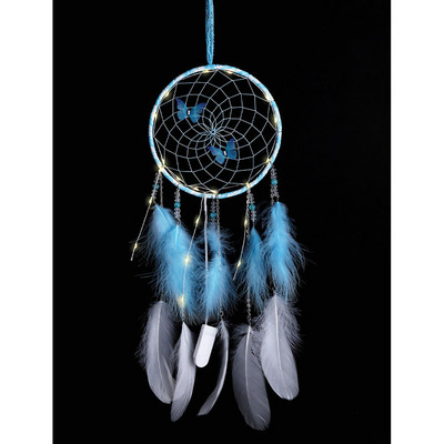 2022 Wall Dream Catcher Led Handmade Feather Braided Wind Chimes Art για διακόσμηση δωματίου Κρεμαστό Χριστουγεννιάτικη διακόσμηση σπιτιού