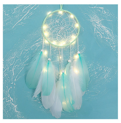 2022 Wall Dream Catcher Led Handmade Feather Braided Wind Chimes Art για διακόσμηση δωματίου Κρεμαστό Χριστουγεννιάτικη διακόσμηση σπιτιού