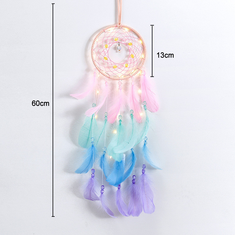 2022 Wall Dream Catcher Led Handmade Feather Braided Wind Chimes Art για διακόσμηση δωματίου Κρεμαστό Χριστουγεννιάτικη διακόσμηση σπιτιού