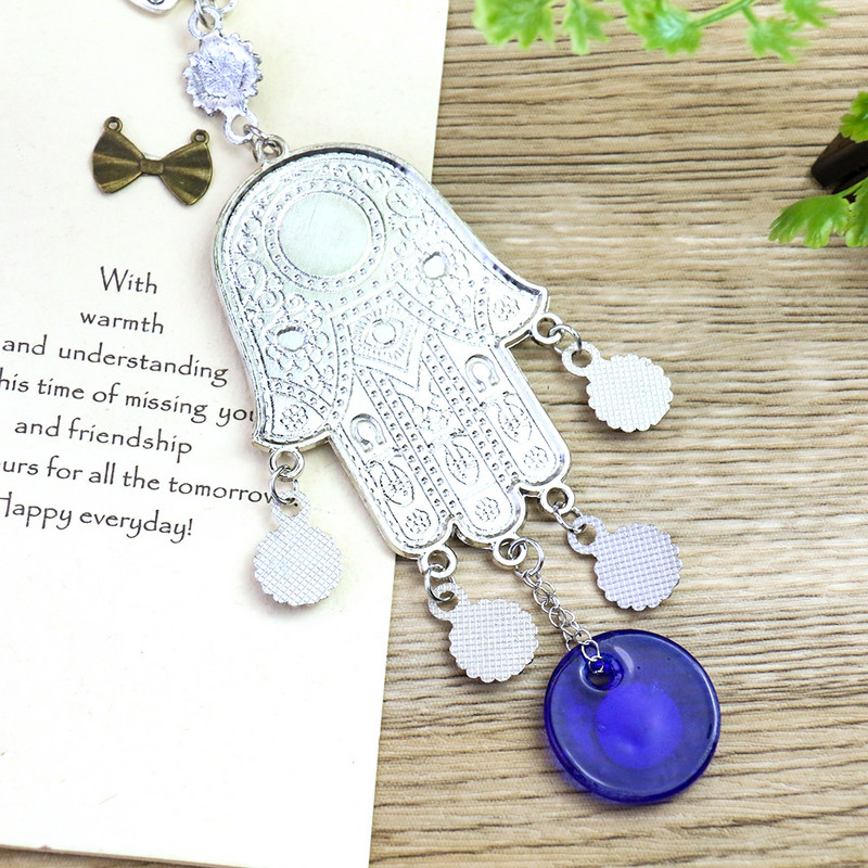 Geležinis geometrinis raštas siena pakabinamas vėjo varpelis Menas amatai Fatima Rankų mėlynos akių papuošalai Meditacija Joga Gydymas Namų kambario dekoras