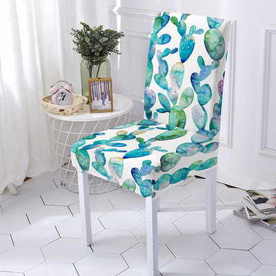 Κάλυμμα καρέκλας εκτύπωσης Cartoon Cactus Κάλυμμα καρέκλας τραπεζαρίας Ελαστικά καλύμματα καρέκλας Spandex Stretch ελαστική θήκη καρέκλας γραφείου Αντι-βρώμικα αφαιρούμενη 1 τεμ.