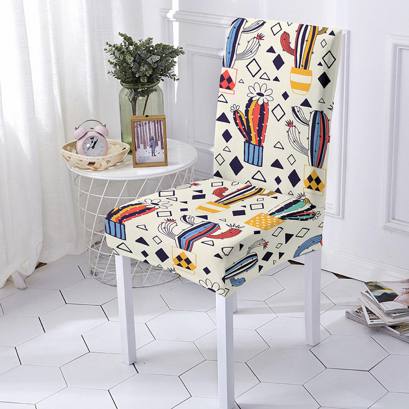 Κάλυμμα καρέκλας εκτύπωσης Cartoon Cactus Κάλυμμα καρέκλας τραπεζαρίας Ελαστικά καλύμματα καρέκλας Spandex Stretch ελαστική θήκη καρέκλας γραφείου Αντι-βρώμικα αφαιρούμενη 1 τεμ.